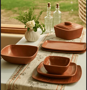 El Sherif Melamine Set, 38 Pieces, Wooden Design - 6221189795936