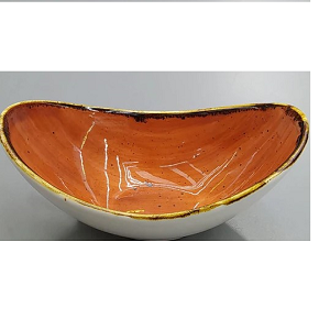 Porcelain bowl Danny Home wave-shaped with artistic intertwined colors and gilded frame CZT03-85

