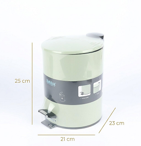 Slim round metal trash can, 5L, green
