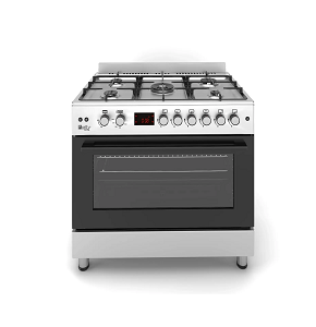 PURITY Gas Cooker, Free-Standing 60×90 cm, 5 Burners Cast Iron Pan Supports, Stainless Steel