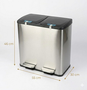 Trash Can  40 Liter Silver Stainless Steel  A05-MR2-40L