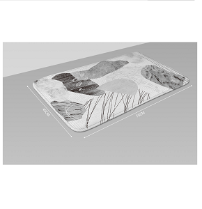 Bath Luxe black and white toilet mat, 45cm x 75cm, abstract pattern