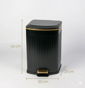 Trash bin 12 liters - black with gold - hydraulic open
