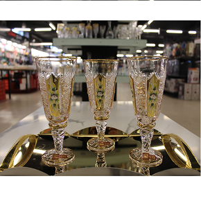 Crystal Glass Set Dillen Twist Raised Flower
