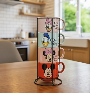 Tea Set , 4 Pieces Disney style,Multicolor with Metal Stand - abdo - J - 25