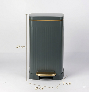 Trash bin 20 liters - dark lead gray with gold - hydraulic open
