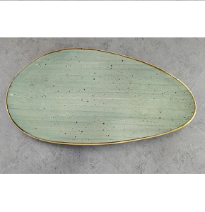 Individual tear-shaped porcelain plate Danny Home with artistic olive colors and gilded frame Dimensions 36 × 17.5 × 2 cm CZT04-116


