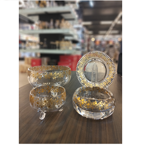 2M Dining Set, 14 Pieces – 6 Kheshaf Bowls + 6 Gateau Plates + 1 Kheshaf Bowl + 1 Ashtray, Canary Decal
