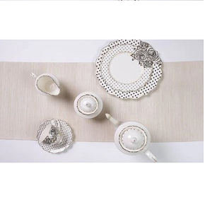 Chinese Tea & Cake Set 24 Pieces Simple Engraving Model Cinderella, Code 19A199
