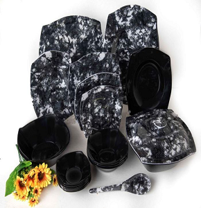 Pure Melamine Set 38p Square Sky Black

