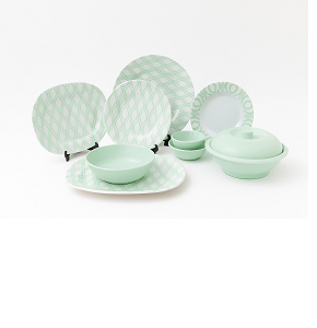 El Sherif Melamine Set, 38 Pieces, Round, Green - 6221189794779
