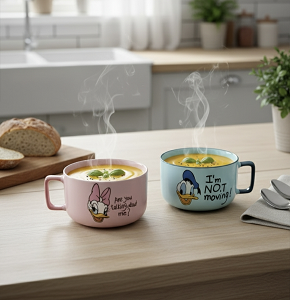 Soup Mug Set,Porcelain 2 Pieces, with Handle, Duck Design - abdo - J - 23