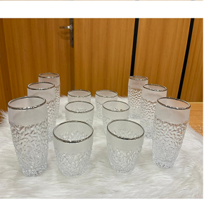 2M Tea & Water Glass Set, 12 Pieces, Frosted Nickel 3892