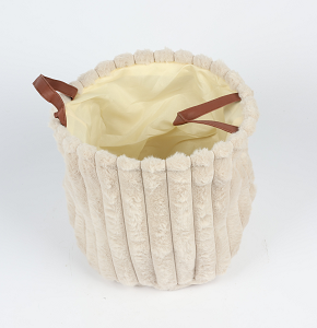 Round Foldable Velvet Laundry Basket Practical Lightweight and Space-Saving for Clothes Organization Dimensions 30×27 cm D4125