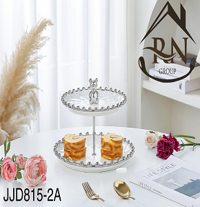 2-Tier Porcelain Stand Silver Code JJD815-2A
