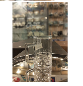 Living Home Mug with Transparent Glass Lid, Multi-Faceted Design, and Sturdy Handle

