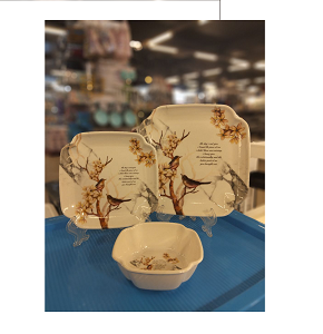 40-Piece Melamine Dinner Set – “Vibrance” Design – Elegant Natural Patterns with a Refined Artistic Touch 
