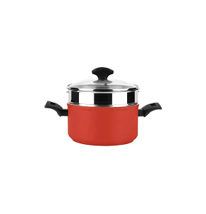 Fagor 20 cm Casserole with Steamer, made of forged aluminum (4 mm thick) with a Full Base and stainless steel magnetic disk for perfect heat distribution. Features a double non-stick Xylan Plus coatin
