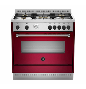 La Germania cooker 90×60 5 gas burners stainless steel × burgundy – AMS95C81AVI/20