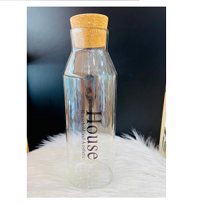 Water Bottle With Cork Lid, Assorted Text Design MG1605-2