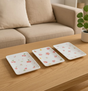Melamine Serving Tray Rectangular with Patterns, 25cm ×17 cm - abdo - 34