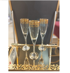 Al-Saqr Glass Set, 6pieces Classic Gold Engraved Design - 778-17