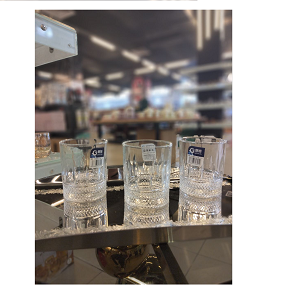 Living Home mug set, 6 pieces, cylindrical transparent design with a decorated base – LXZS0621-1