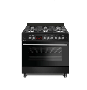 Purity Cooker 90 cm, 6 burners (2 triple burners), full safety system, automatic ignition, 120L oven with cooling fan and 2 air circulation fans, rotisserie grill, soft-close triple glass door, digita