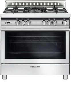 GLEM GAS Cooker 5 Burners 90×60 cm Full Safety Cast Iron Holders Stainless Steel - ST9612RIFS

