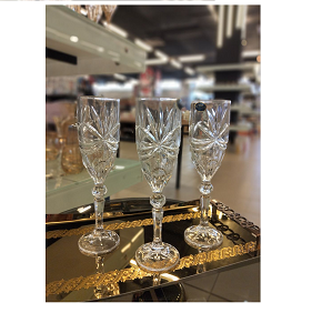 Living Home glass goblet, set of 6 pieces, high quality with an elegant design, embossed patterns, and a stable base

