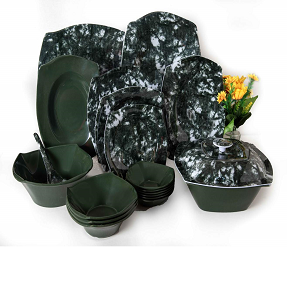 Pure Melamine Set 38p Square Sky Olive

