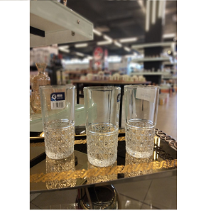 Living Home glass mug set, 6 pieces, transparent with an elegant design and a decorated base LXZS0620-3

