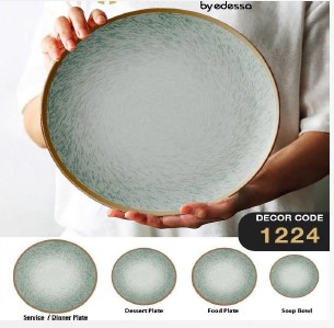 Dinner Set Porcelain 24 Pieces Edessa Model Clarity and Purity, Microwave Safe
