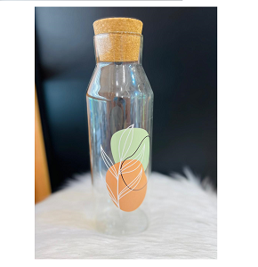 Water Bottle With Cork Lid, Assorted Design MG1605-5