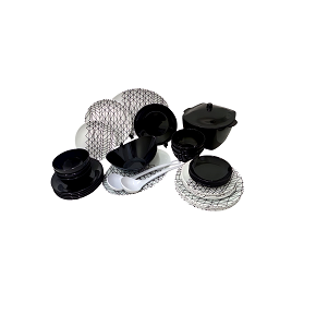 El Sherif Melamine Set, 38 Pieces,Borosilicate , Black - 6221189796100