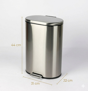 Trash bin 12 liters - silver on black - hydraulic open
