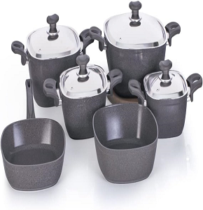 Top Chef 10-Piece Square Set (Pots 18-20-24-28 + Frying Pan 26 + Baking Tray 26)
