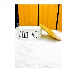 Large elegant round porcelain storage box with lid 
