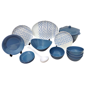 El Sherif Melamine Set, 38 Pieces,Borosilicate, Blue - 6221189796797
