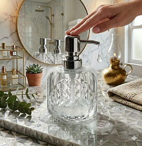 Soap Dispenser Luxury Cut 200ml With Silver Pump 6827P