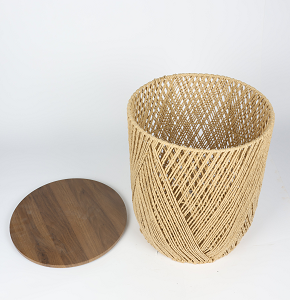 table set 3-piece with a modern woven design and an elegant round top. Dimensions: 30×23×H24.5 cm, 35×30×H40 cm, 40×34×H45 cm.