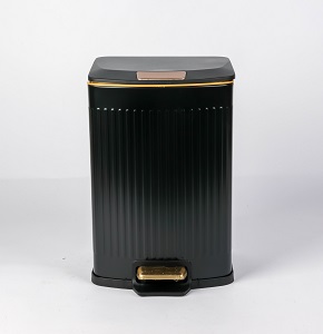 Trash bin 12 liters - matte black with striped design - hydraulic open
