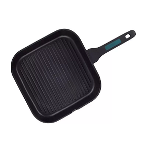 Square Grill Pan 28 cm - Future - Cast aluminum body, double non-stick Exilan Plus coating, Impacteel heat-distributing base, suitable for all stove types and full induction, Spanish made
