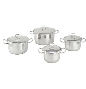 Aboud Stainless Steel Striped Pot Set 8 pcs (16-18-22-24)

