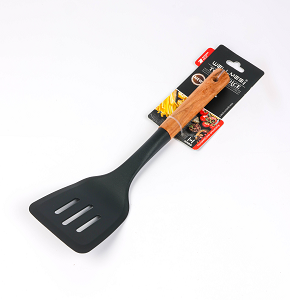 Wellmes Slotted Silicone Turner with Wooden Handle
