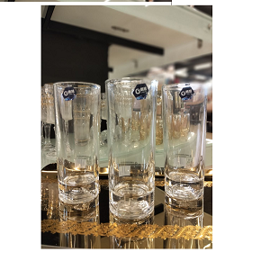 Living Home glass mug, set of 6 pieces, tall transparent with an elegant classic design