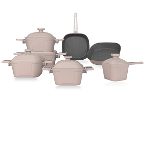 Titanium set 12Q square pot 28cm Gigilli / beige / Omega
