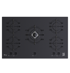 Purity Glass Built-In Gas Hob 5 Burners 90 cm Black HPT911 MAT-BL