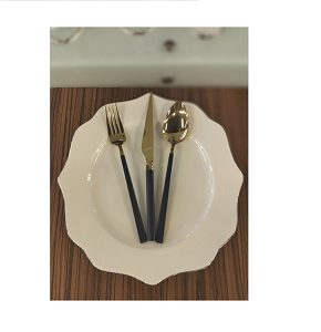 Elza Gold & Blue Titanium Turkish Cutlery Set, 89 pcs

