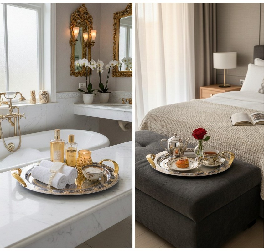 Stainless Steel Oval Serving Tray Set, 3 Pieces (18/10)